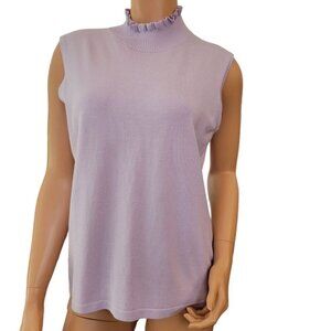 Garfield &‎ Marks Top Womens Large Lilac Blouse Mock Ruffle Neck Career Office
